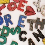Nat Rustic Bark Letters - I love you more than words can say..