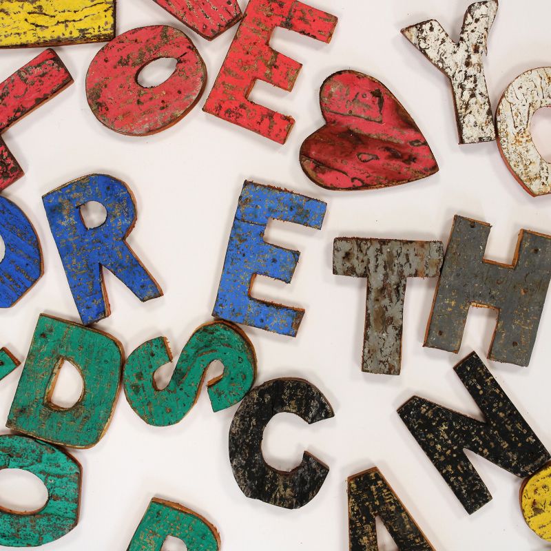 Nat Rustic Bark Letters - I love you more than words can say..