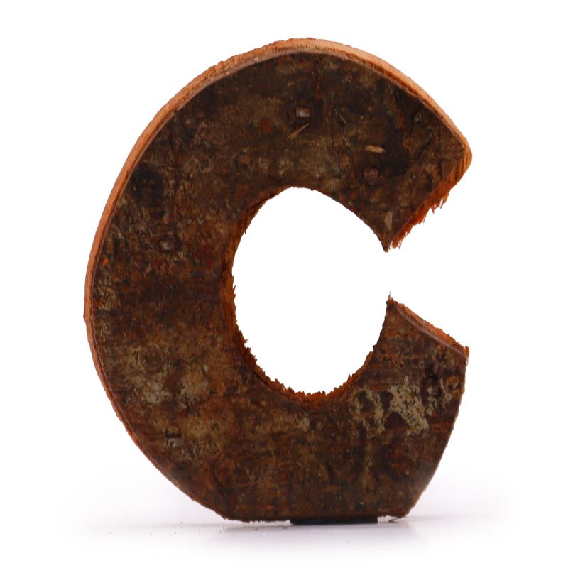 Rustic Bark Letter   - "C"  - 7cm