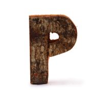Rustic Bark Letter   - "P"  - 7cm