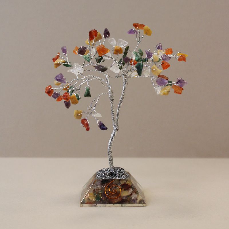 Gemstone Tree with Orgonite Base - 80 Stones - Multi