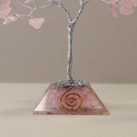 Gemstone Tree with Orgonite Base - 80 Stones - Rose Quartz