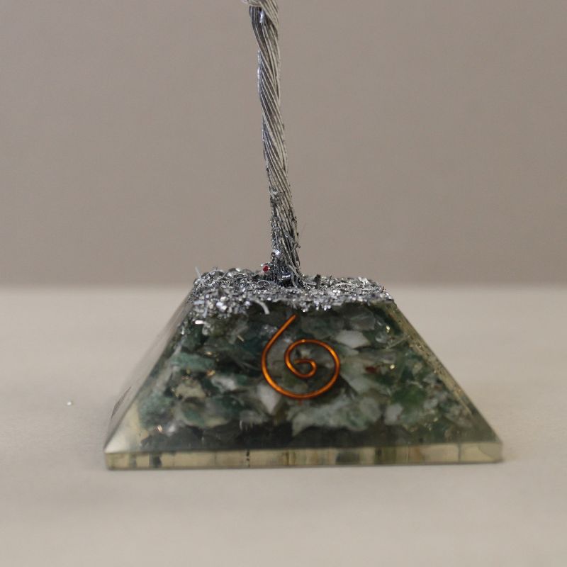 Gemstone Tree with Orgonite Base - 80 Stones - Moss Agate