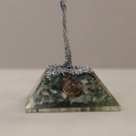 Gemstone Tree with Orgonite Base - 80 Stones - Moss Agate