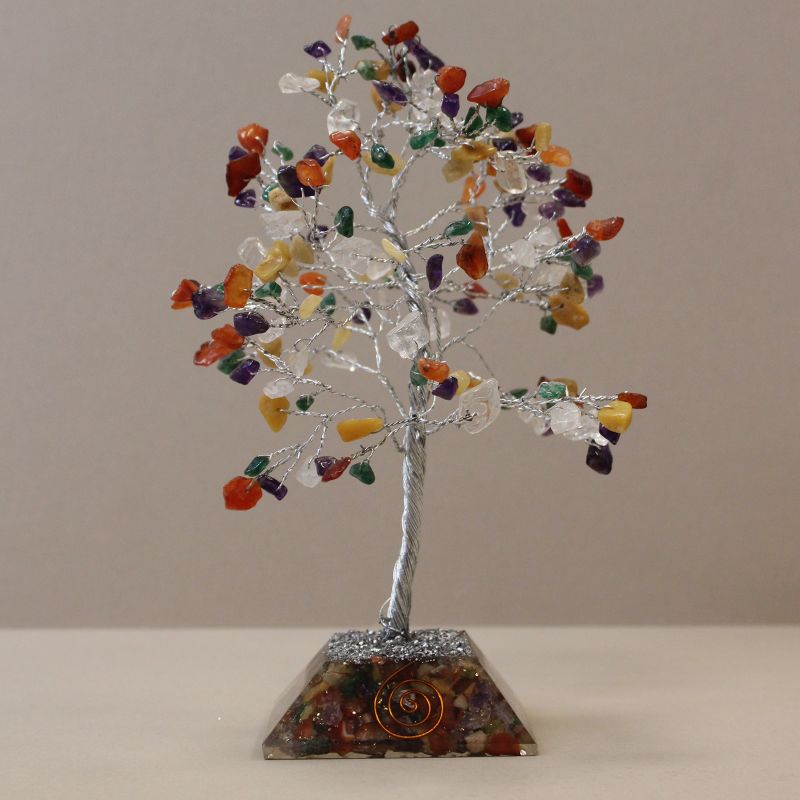 Gemstone Tree with Orgonite Base - 160 Stones - Multi