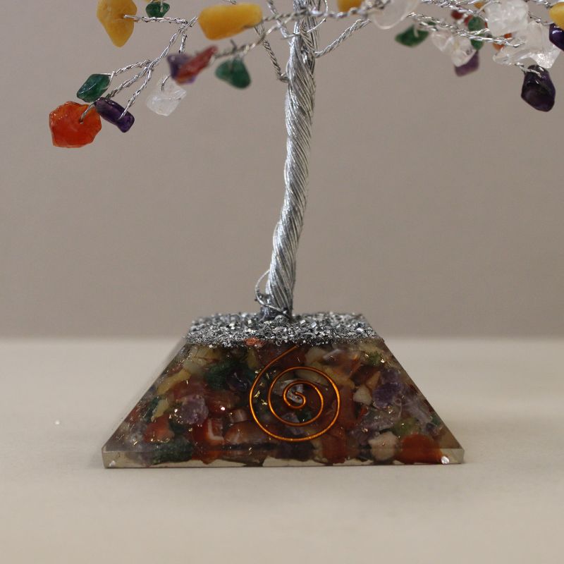 Gemstone Tree with Orgonite Base - 160 Stones - Multi