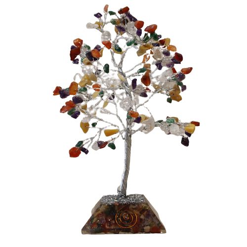 Gemstone Tree with Orgonite Base - 160 Stones - Multi