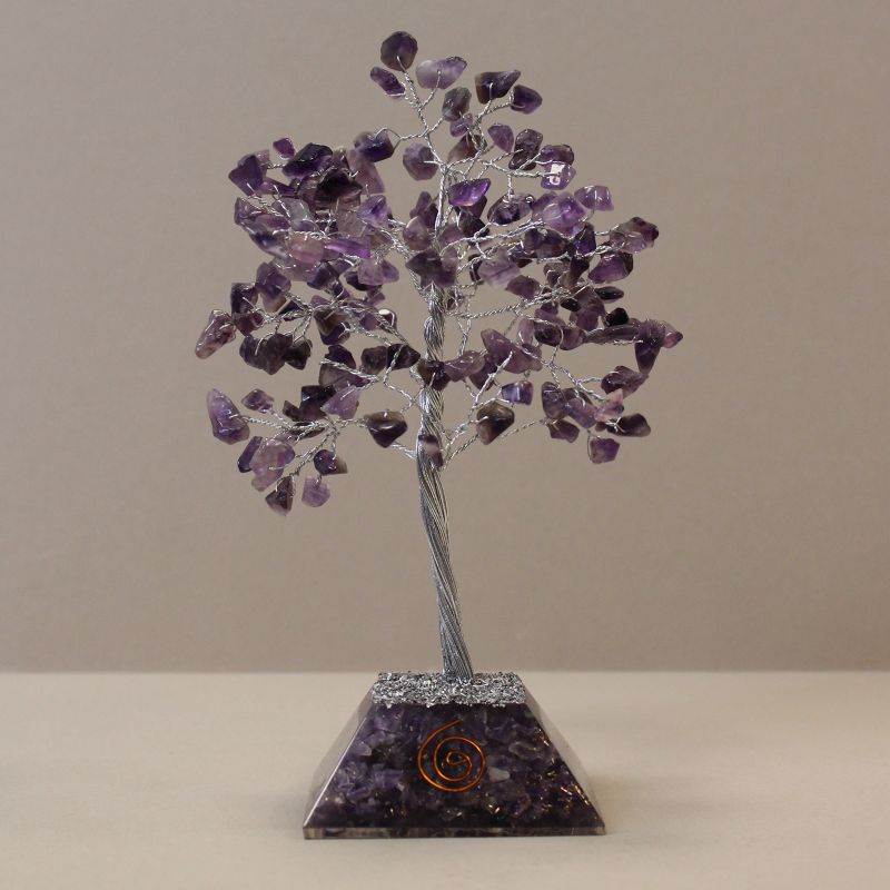 Gemstone Tree with Orgonite Base - 160 Stones - Amethyst