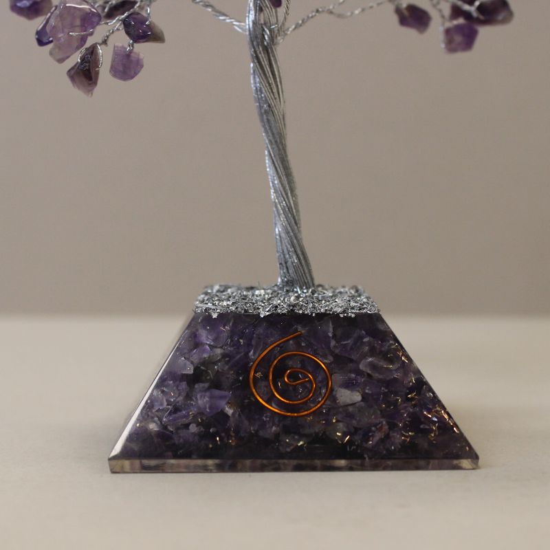 Gemstone Tree with Orgonite Base - 160 Stones - Amethyst