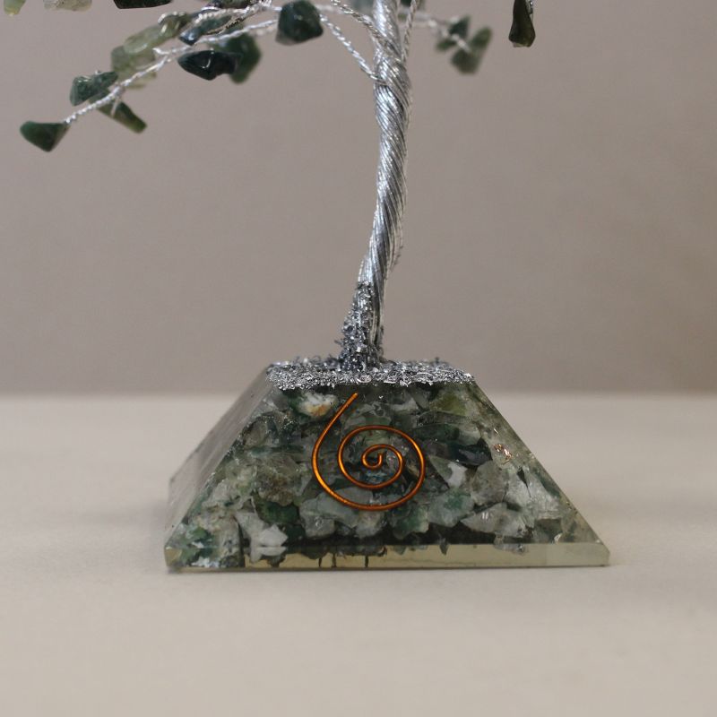 Gemstone Tree with Orgonite Base - 160 Stones - Moss Agate