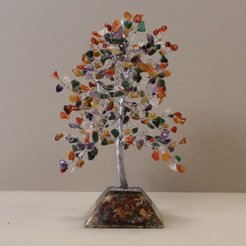 Gemstone Tree with Orgonite Base - 320 Stones - Multi