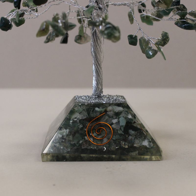 Gemstone Tree with Orgonite Base - 320 Stones - Moss Agate