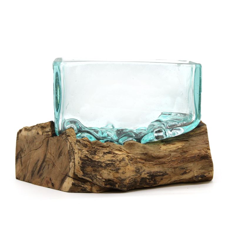 Molten Glass Tank on Wood - Large Bowl