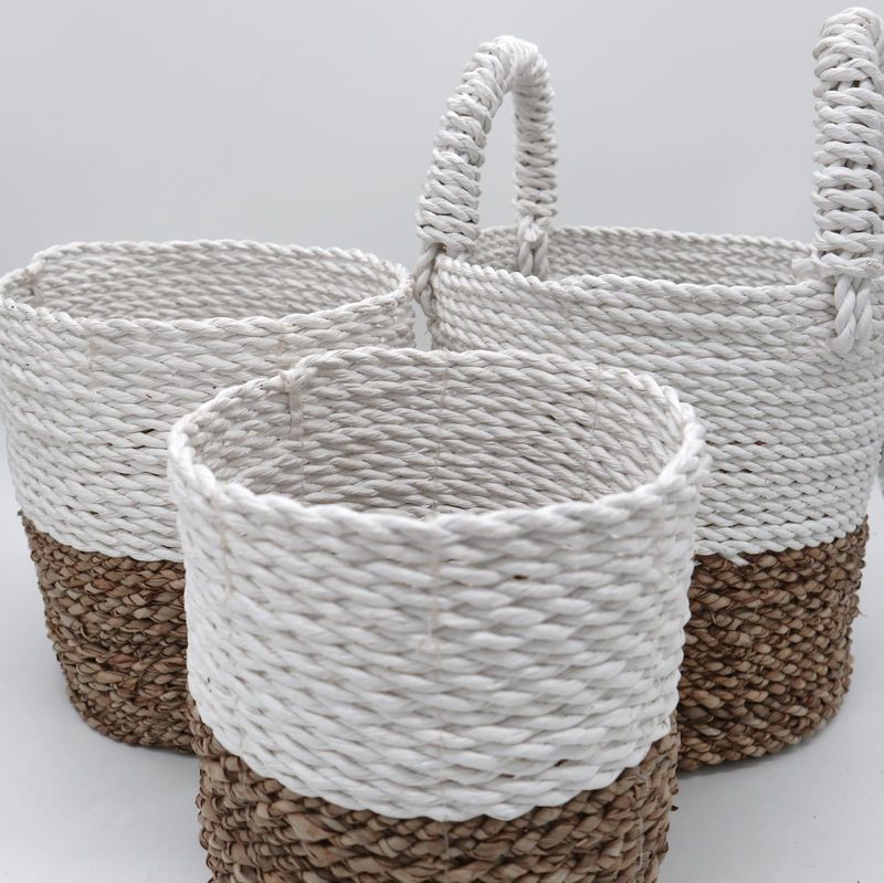 Seagrass Basket Set - Natural / White