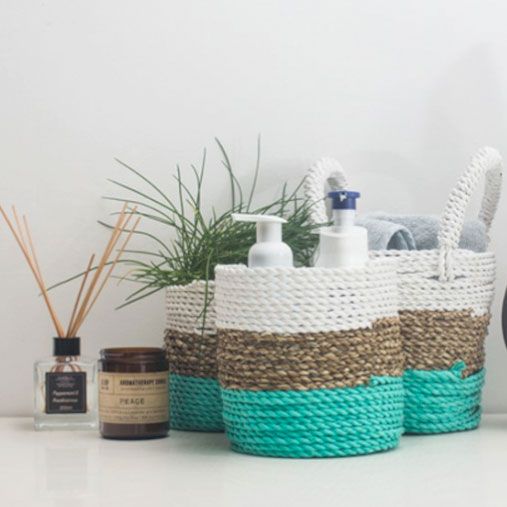 Seagrass Basket Set - Natural / White