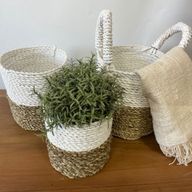 Seagrass Basket Set - Natural / White