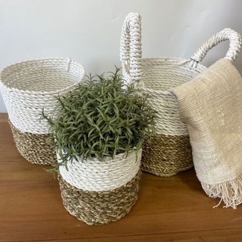 Seagrass Basket Set - Natural / White