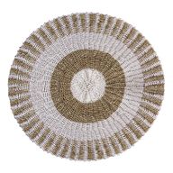 Round Seagrass Rug - White & Tan - Sun - 1m