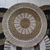 Round Seagrass Rug - White & Tan - Inner Sun - 1m