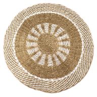 Round Seagrass Rug - White & Tan - Inner Sun - 1m