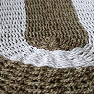 Oval Seagrass Rug - White & Tan - Classic - 60x120cm