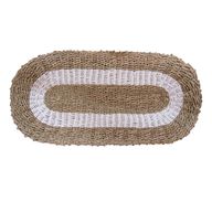 Oval Seagrass Rug - White & Tan - Classic - 60x120cm
