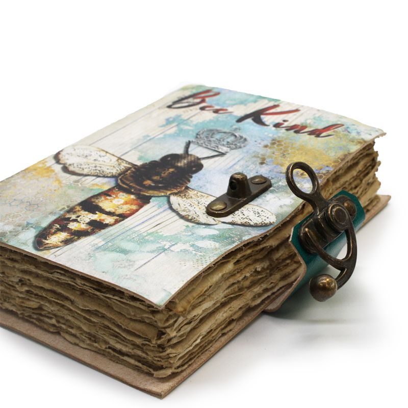 Leather "Bee Kind" Deckle-edge Notebook (18x13cm)
