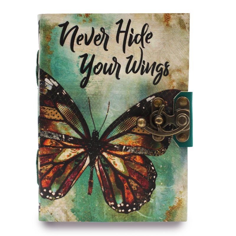 Leather "Never Hide Your Wings" Deckle-edge Notebook (18x13cm")