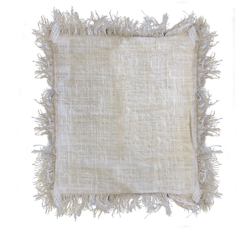 Linen Cushion Covering 60x60 cm with Fringe