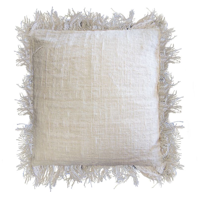 Linen Cushion Covering 60x60 cm with Fringe