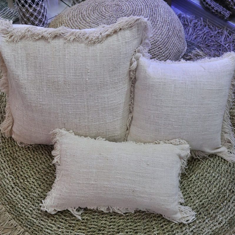 Linen Cushion Covering 30x50cm with Fringe