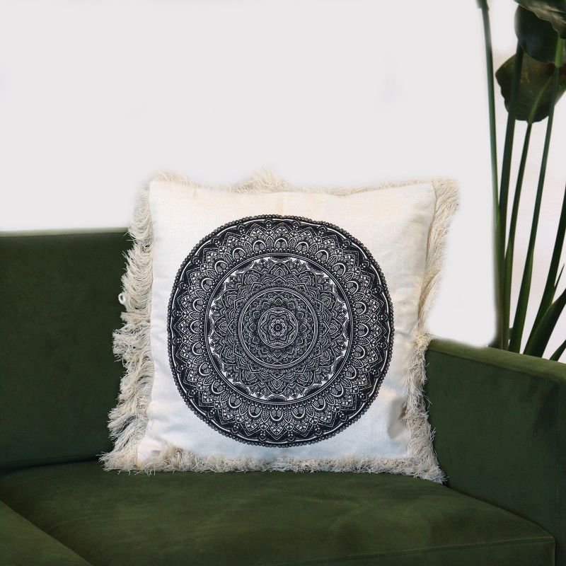 Traditional Mandala Cushion Covers 45x45cm - Black