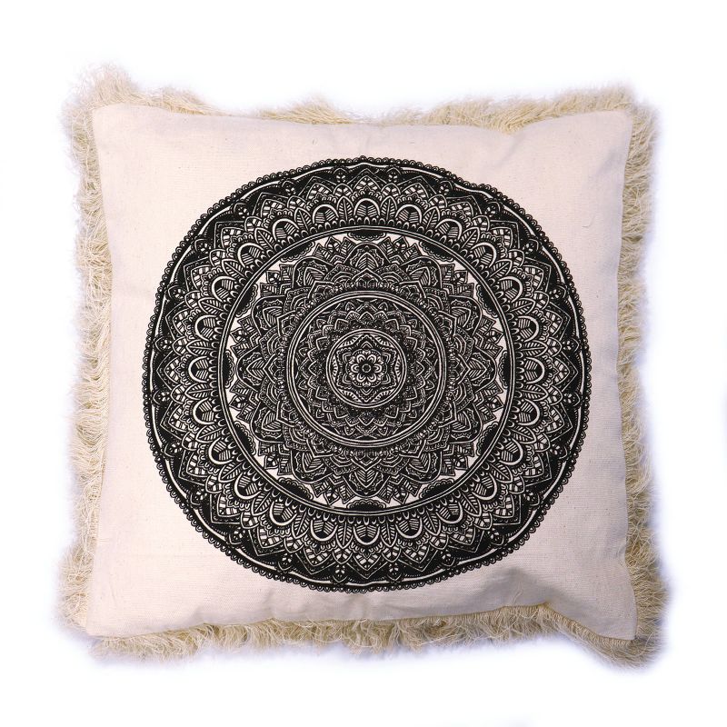Traditional Mandala Cushion Covers 45x45cm - Black