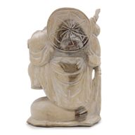 Hand Carved Buddha Statue - 30cm Bring Wood - Whitewash