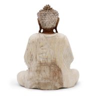Hand Carved Buddha Statue - 30cm Teaching Transmission - Whitewash