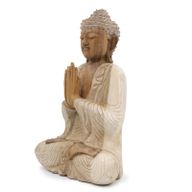 Buddha Statue - 40cm Welcome - Whitewash