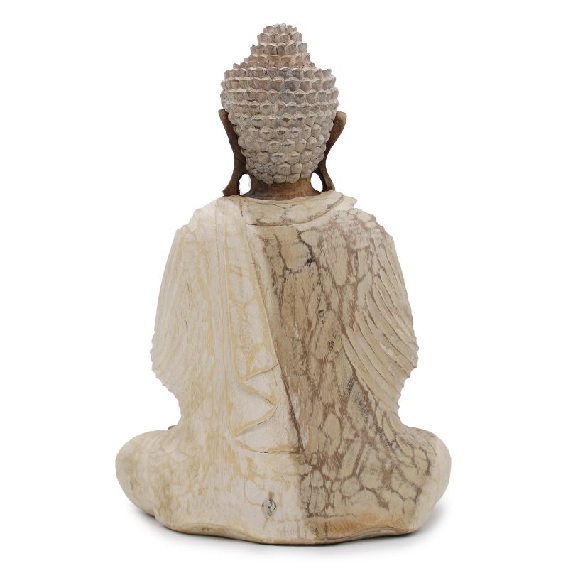 Buddha Statue - 40cm Welcome - Whitewash