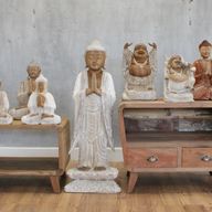 Buddha Statue - 100cm Welcome - Whitewash