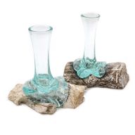 Molten Glass on Whitewash Wood - Small Vase