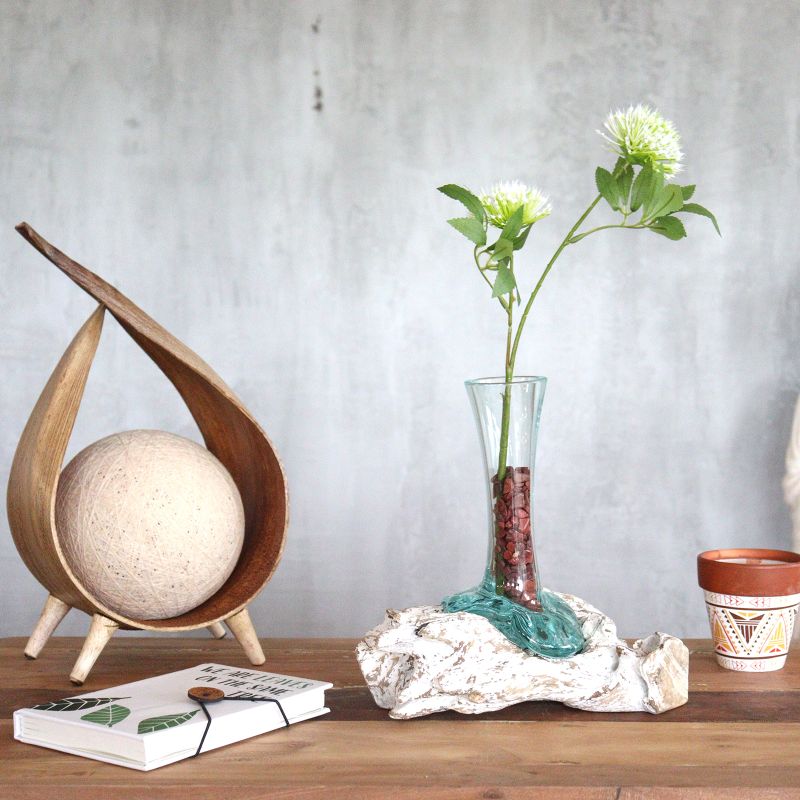 Molten Glass on Whitewash Wood - Small Vase