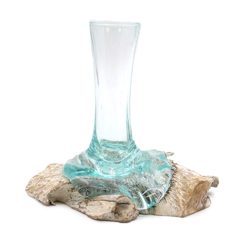 Molten Glass on Whitewash Wood - Small Vase