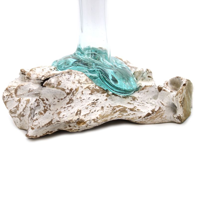 Molten Glass on Whitewash Wood - Medium Vase