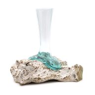 Molten Glass on Whitewash Wood - Medium Vase