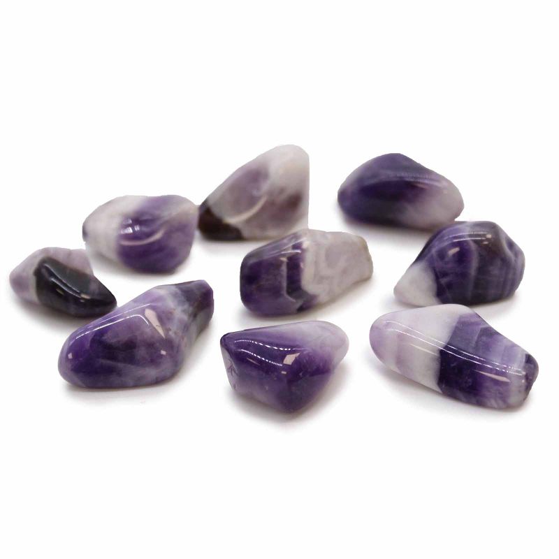  Tumble Stone - Amethyst Banded L (A grade)