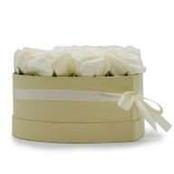 Soap Flower Gift Bouquet - 13 Cream Roses - Heart