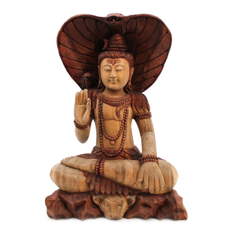 Hand Carved Statue - 50cm Shiva with Cobra