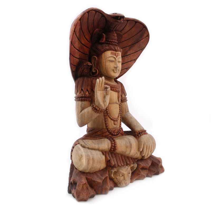 Hand Carved Statue - 50cm Shiva with Cobra