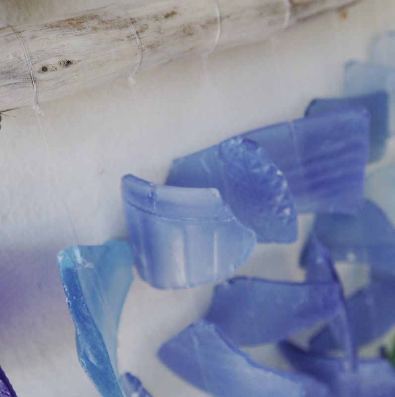 Recycled Glass Wind Chime - All Blues