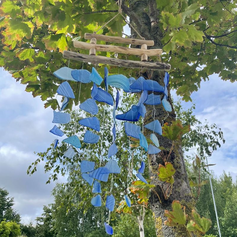 Recycled Glass Wind Chime - All Blues