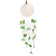 Recycled Glass & Copis Wind Chime - Green & White